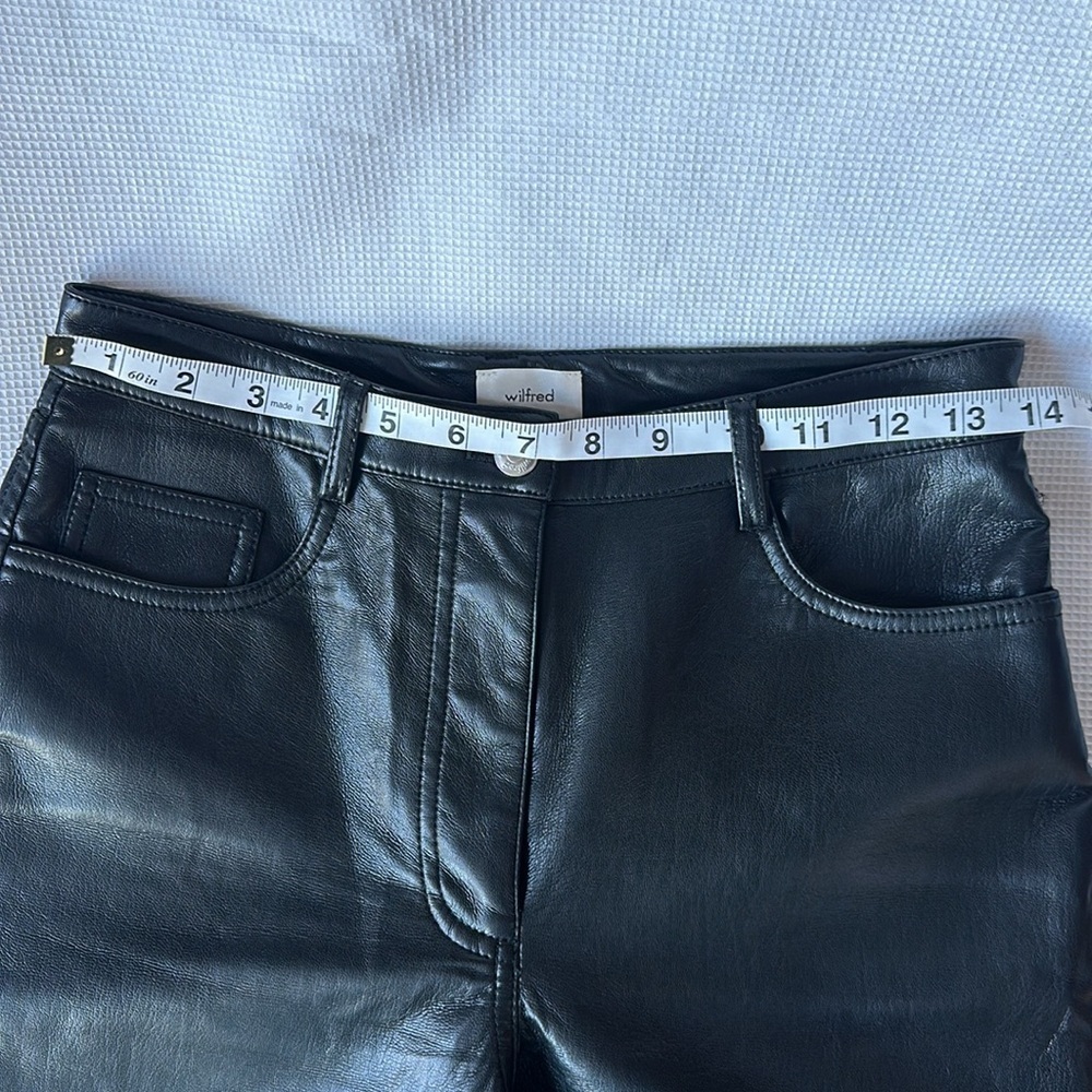 Aritzia Wilfred Sz 4 The Melina Pants Black Vegan Leather High Rise Straight Leg - Picture 12 of 12